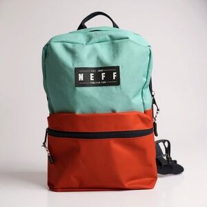 🎨 NEFF Colorblock Backpack 🎒 Teal‎ & Orange Street Style Classic